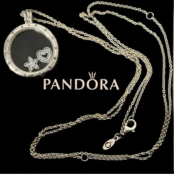 Retired Pandora Petite Memories Large Floating Locket & 2 Petite Charms - Picture 3 of 16